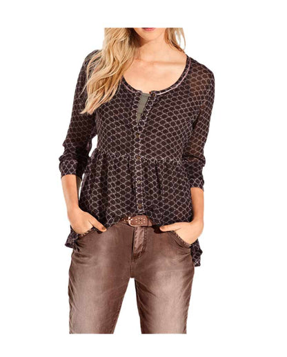 Heine - Best Connections Damen Druck-Chiffonbluse, mauve