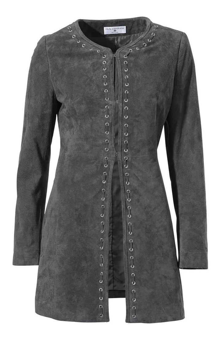 Rick Cardona Damen Designer-Ledermantel, grau