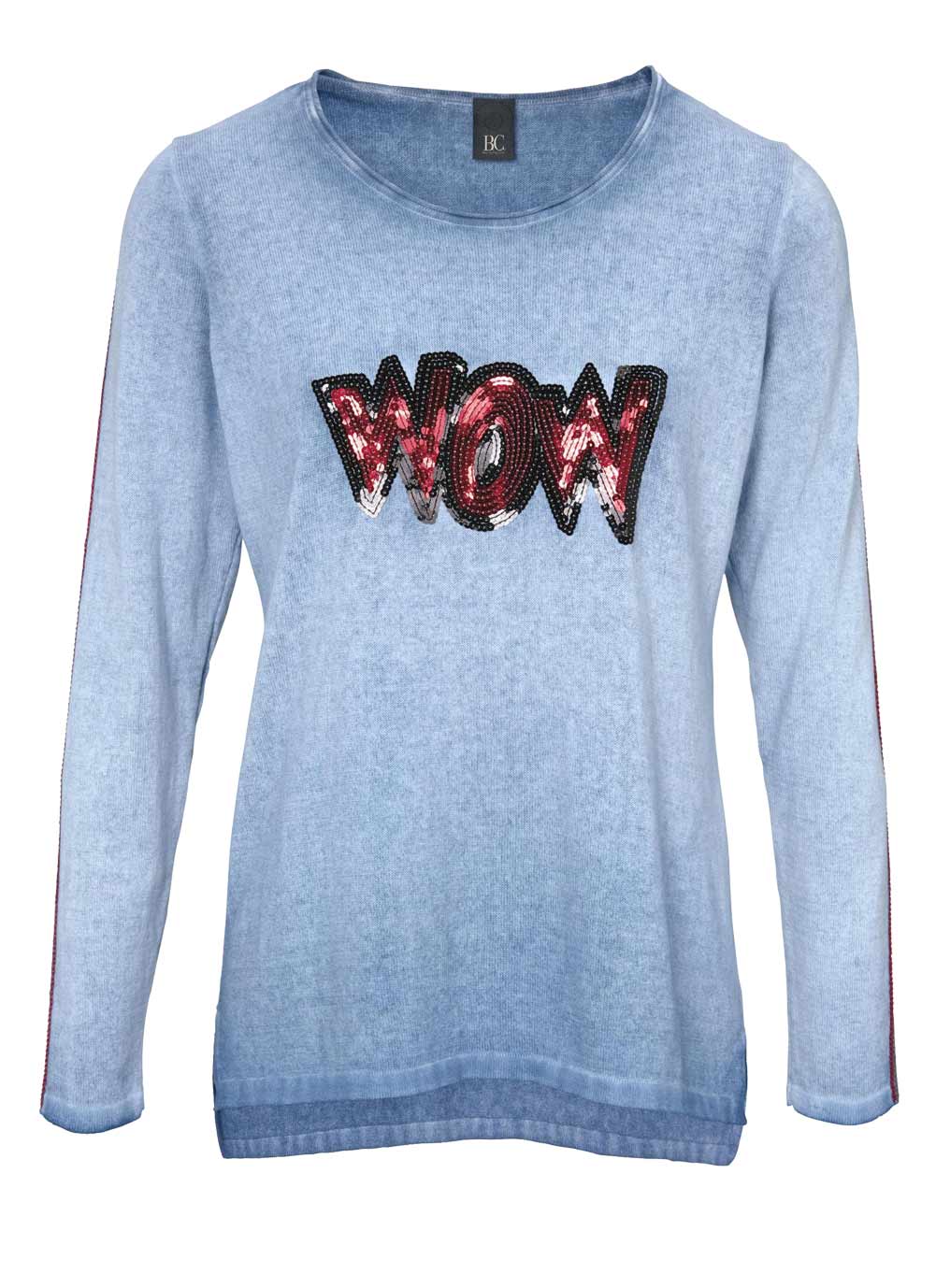 Heine - Best Connections Damen Feinstrickpullover mit Pailletten, hellblau