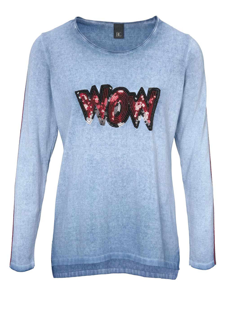 Heine - Best Connections Damen Feinstrickpullover mit Pailletten, hellblau