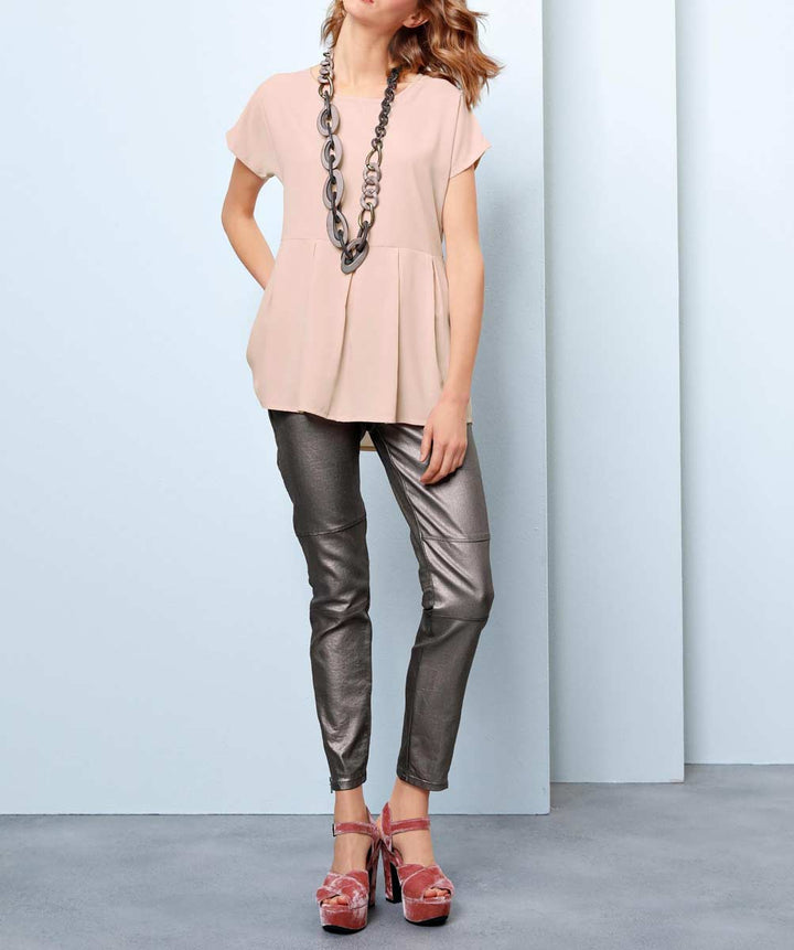 Rick Cardona Damen Designer-Chiffonbluse, puder