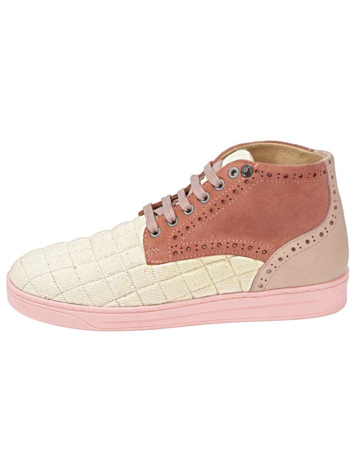 Heine Damen Damen-Schnürer, ecru-rosé-cognac