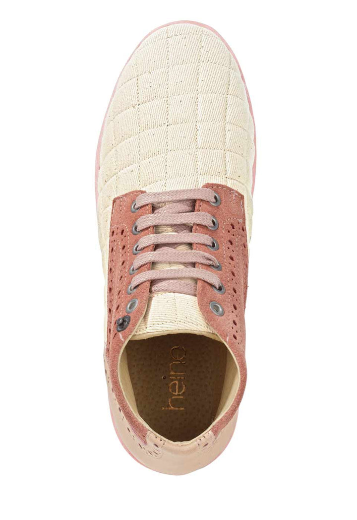 Heine Damen Damen-Schnürer, ecru-rosé-cognac