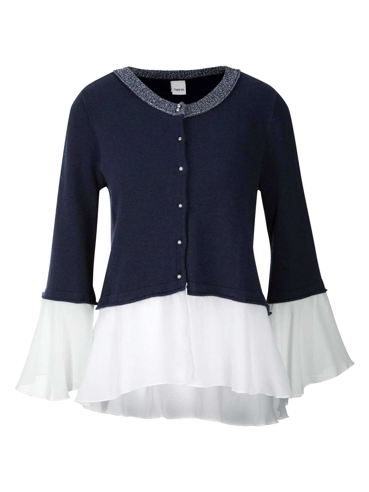 Heine Damen 2-in-1-Strickjacke, nachtblau-creme