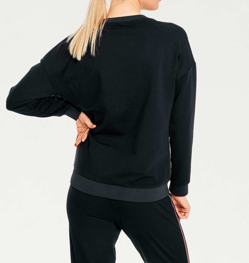 Heine - Best Connections Damen Sweatshirt mit Stickerei, schwarz