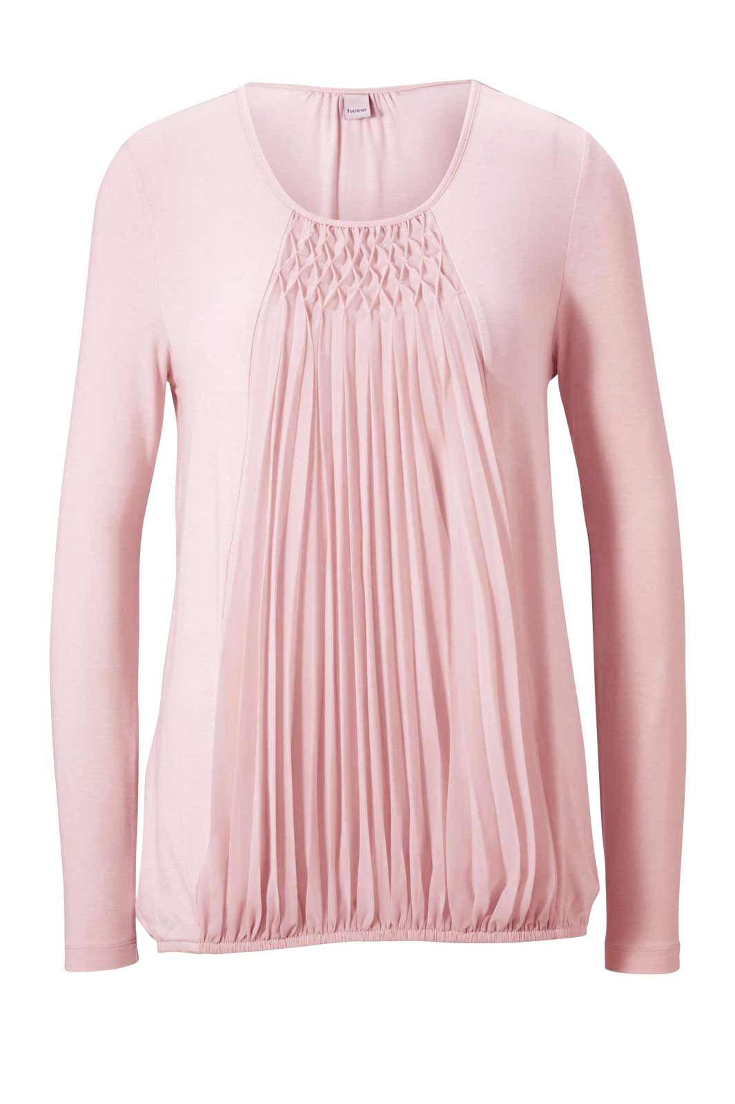 Heine Damen Jerseyshirt mit Chiffon, rosé