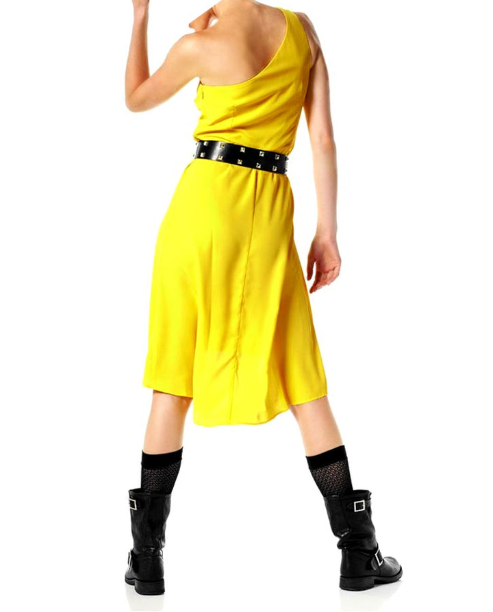 Material Girl Damen Asymmetrisches Marken-Kleid, gelb