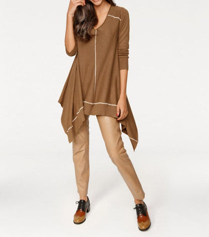 Patrizia Dini Damen Designer-Pullover, camel-ecru