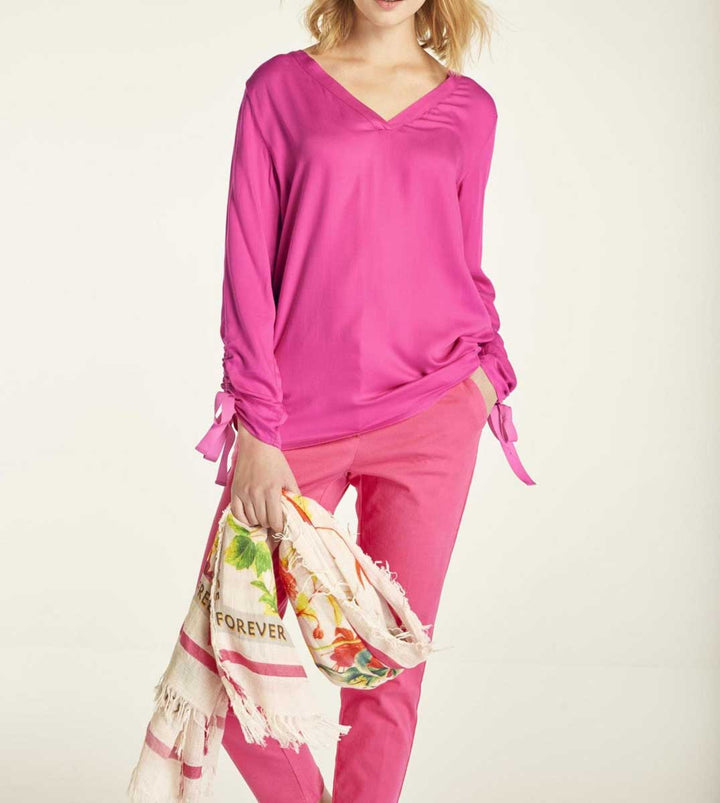 Heine Damen Bluse mit Raffungen, pink