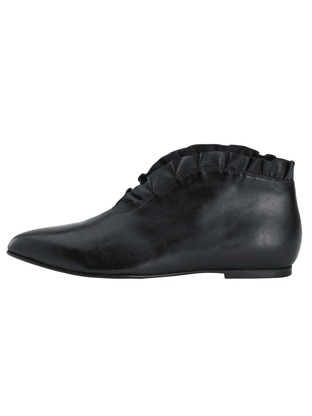 Heine Damen Lederstiefelette mit Rüschen, schwarz