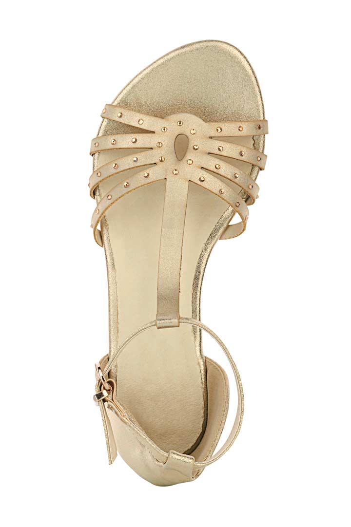 Andrea Conti Damen Sandalette mit Strass, goldfarben