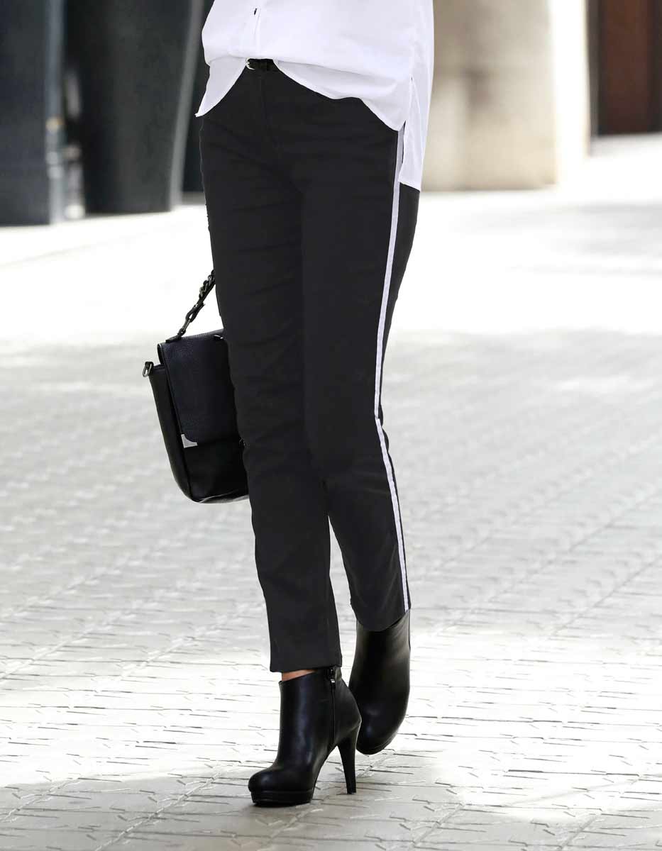 CRéATION L Damen Stretch-Jeans, schwarz-weiß
