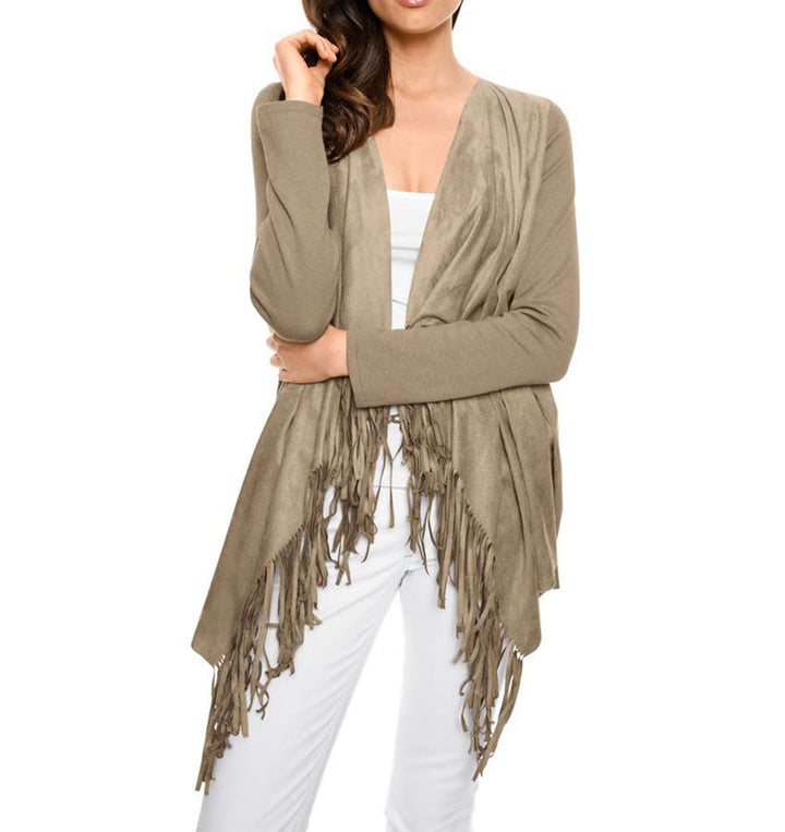 Heine - Best Connections Damen Cardigan mit Velours, taupe