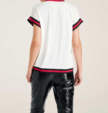 Heine Damen Jersey-Shirt mit Perlen, ecru