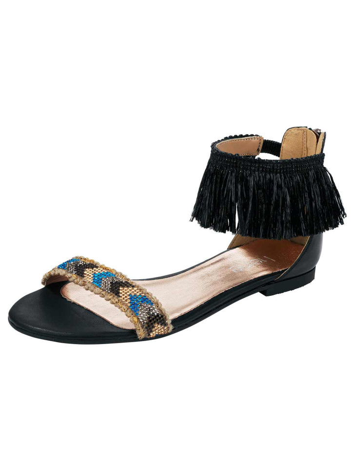 Heine Damen Sandalette mit Schmucksteinen, schwarz