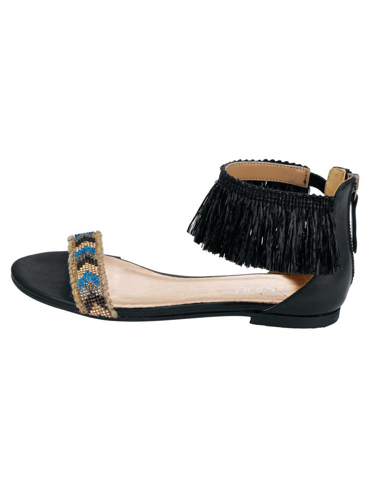 Heine Damen Sandalette mit Schmucksteinen, schwarz