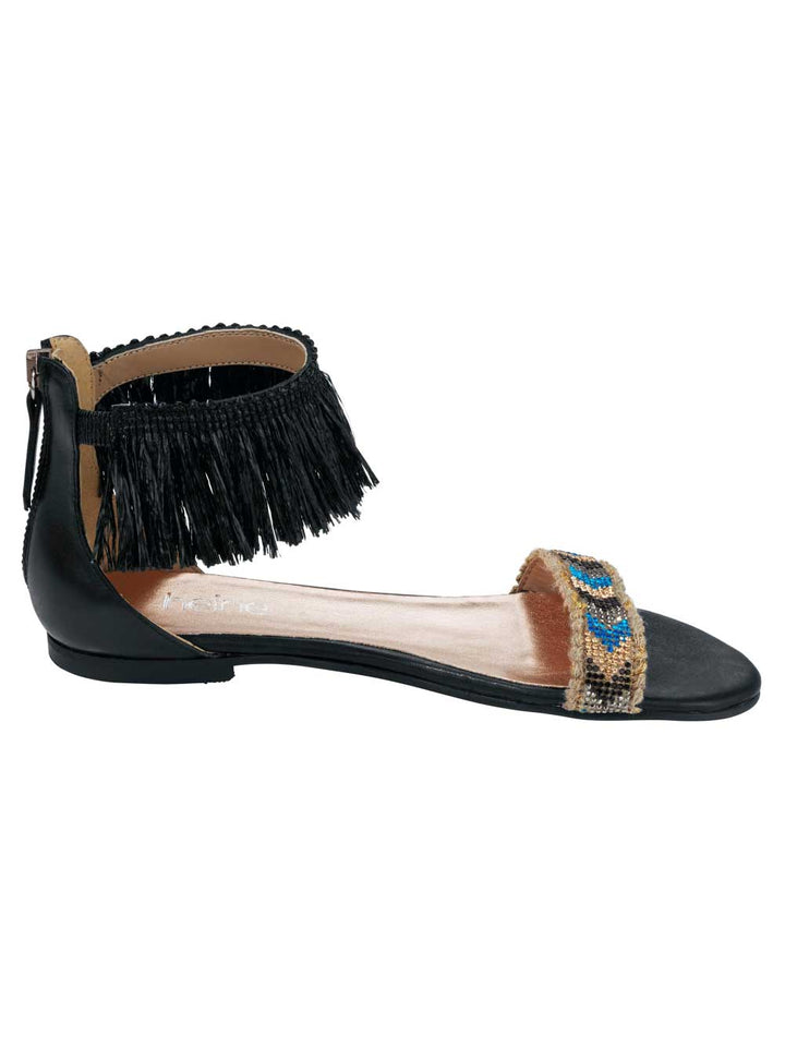 Heine Damen Sandalette mit Schmucksteinen, schwarz