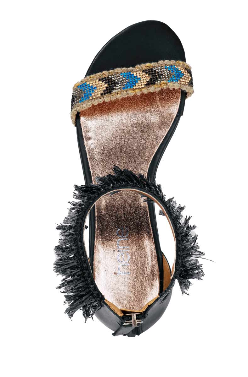 Heine Damen Sandalette mit Schmucksteinen, schwarz