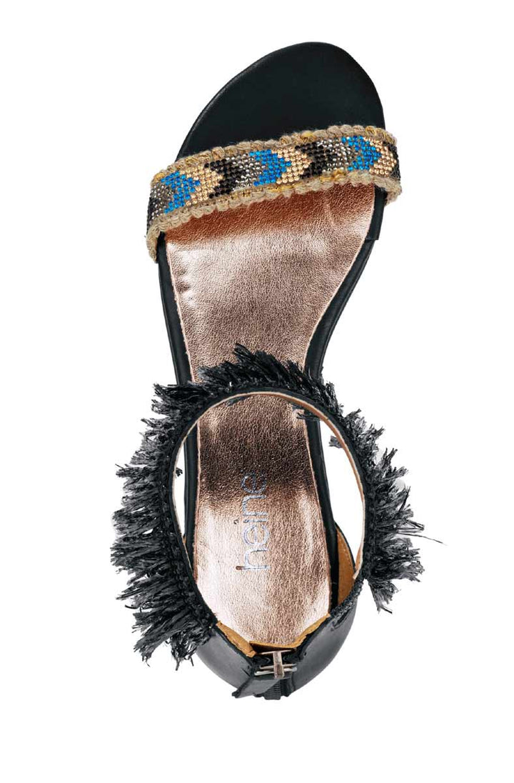 Heine Damen Sandalette mit Schmucksteinen, schwarz