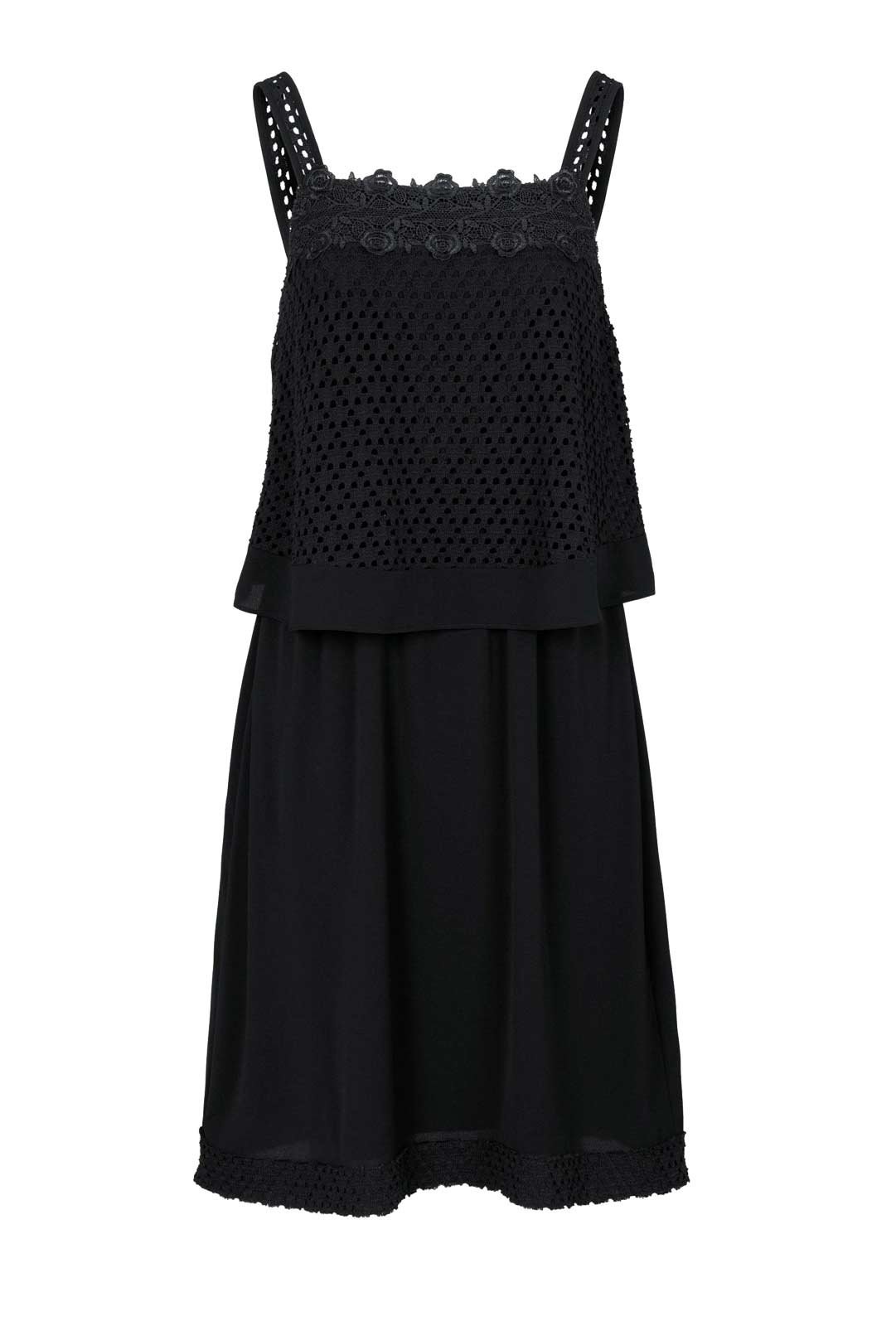 Rick Cardona Damen Designer-Kleid mit Spitze, schwarz
