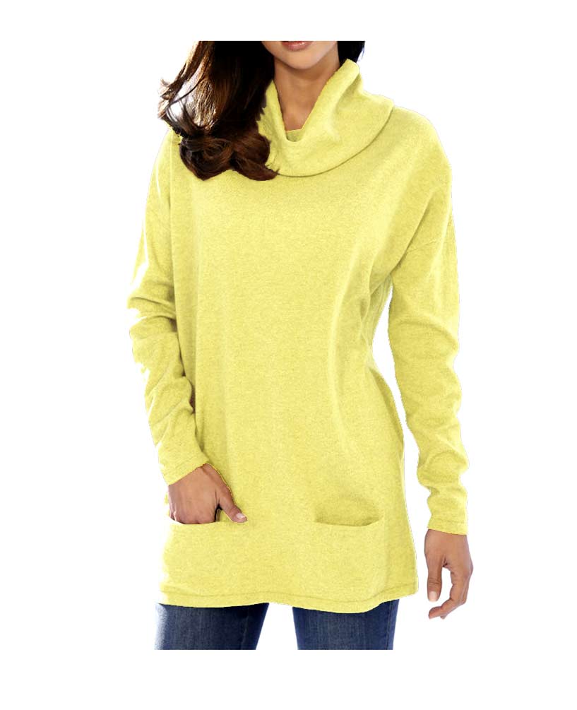 Ashley Brooke Damen Designer-Rollkragenpullover, gelb
