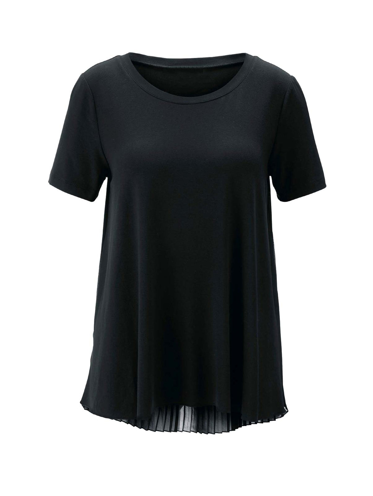 LINEA TESINI Damen Designer-Jersey-Chiffon-Shirt, schwarz