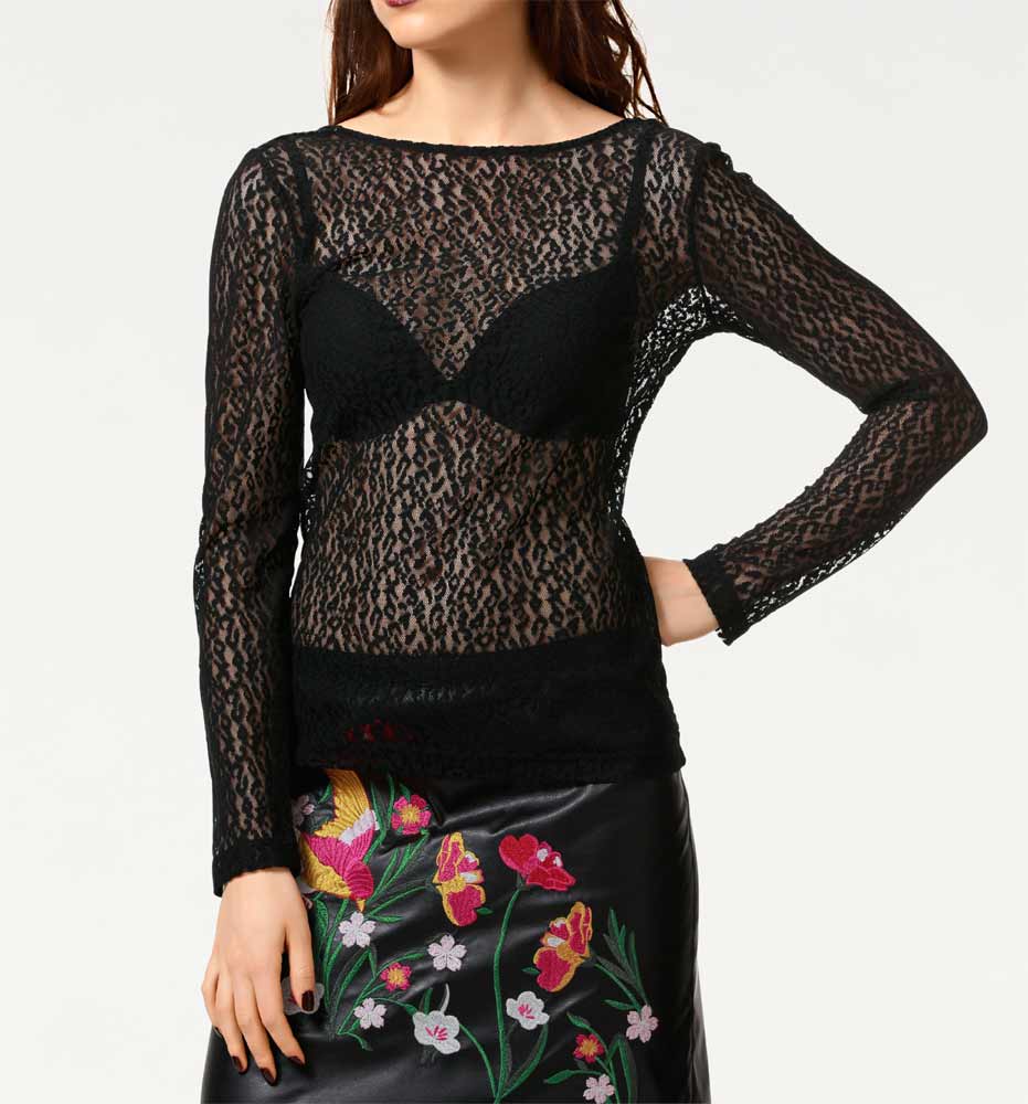Heine - Best Connections Damen Spitzenshirt, schwarz