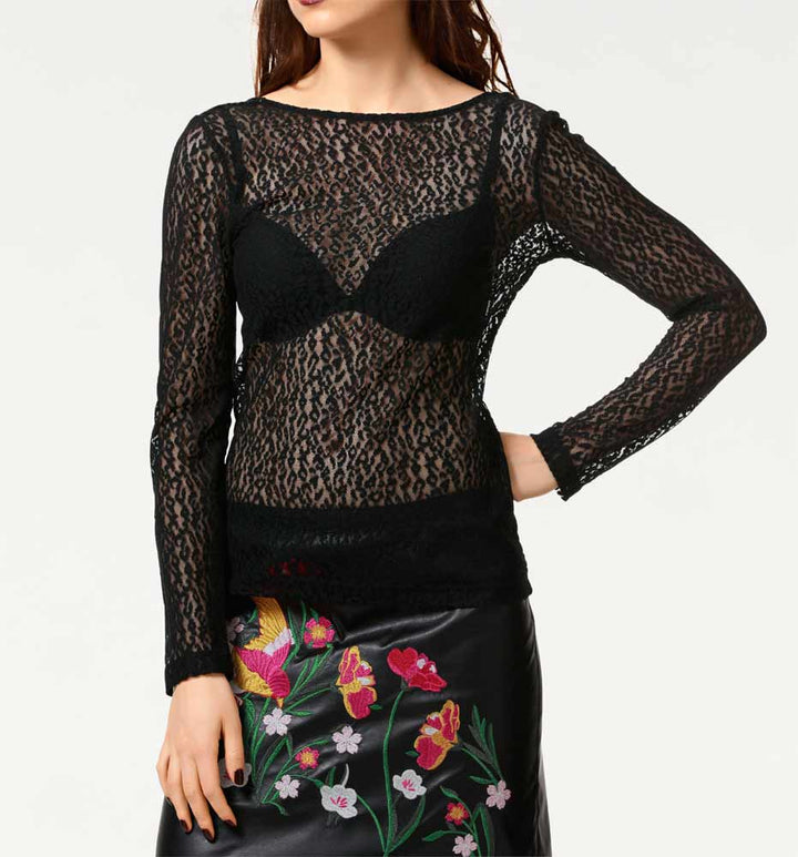 Heine - Best Connections Damen Spitzenshirt, schwarz