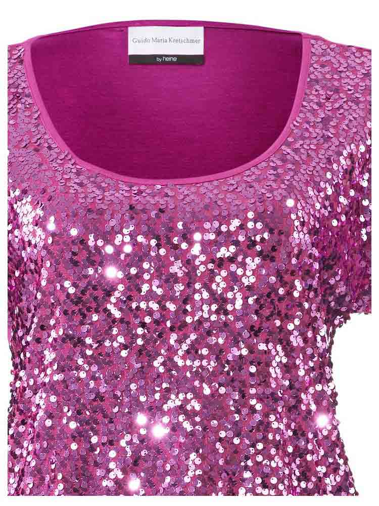 Guido Maria Kretschmer Damen Designer-Paillettenshirt, pink