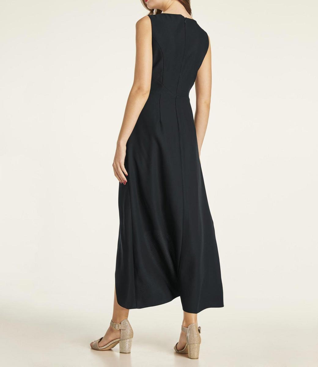 HEINE Damen Abendkleid mit Gürtelelement, schwarz