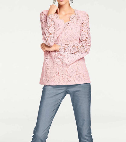 Ashley Brooke Damen Designer-Spitzentunika, rosé