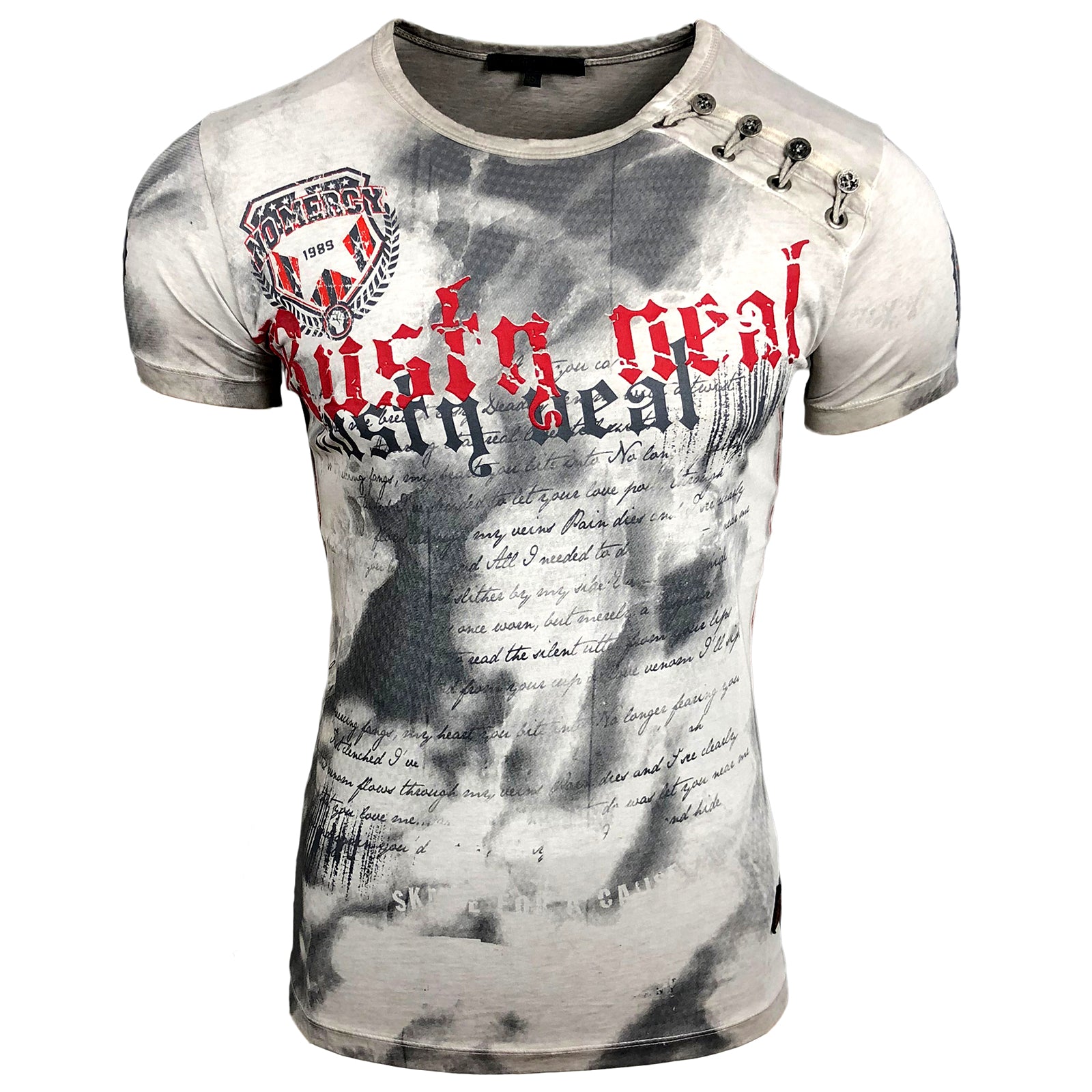 Rusty Neal Batik Herren T-Shirt No Mercy mit Front Logo Print Kurzarm