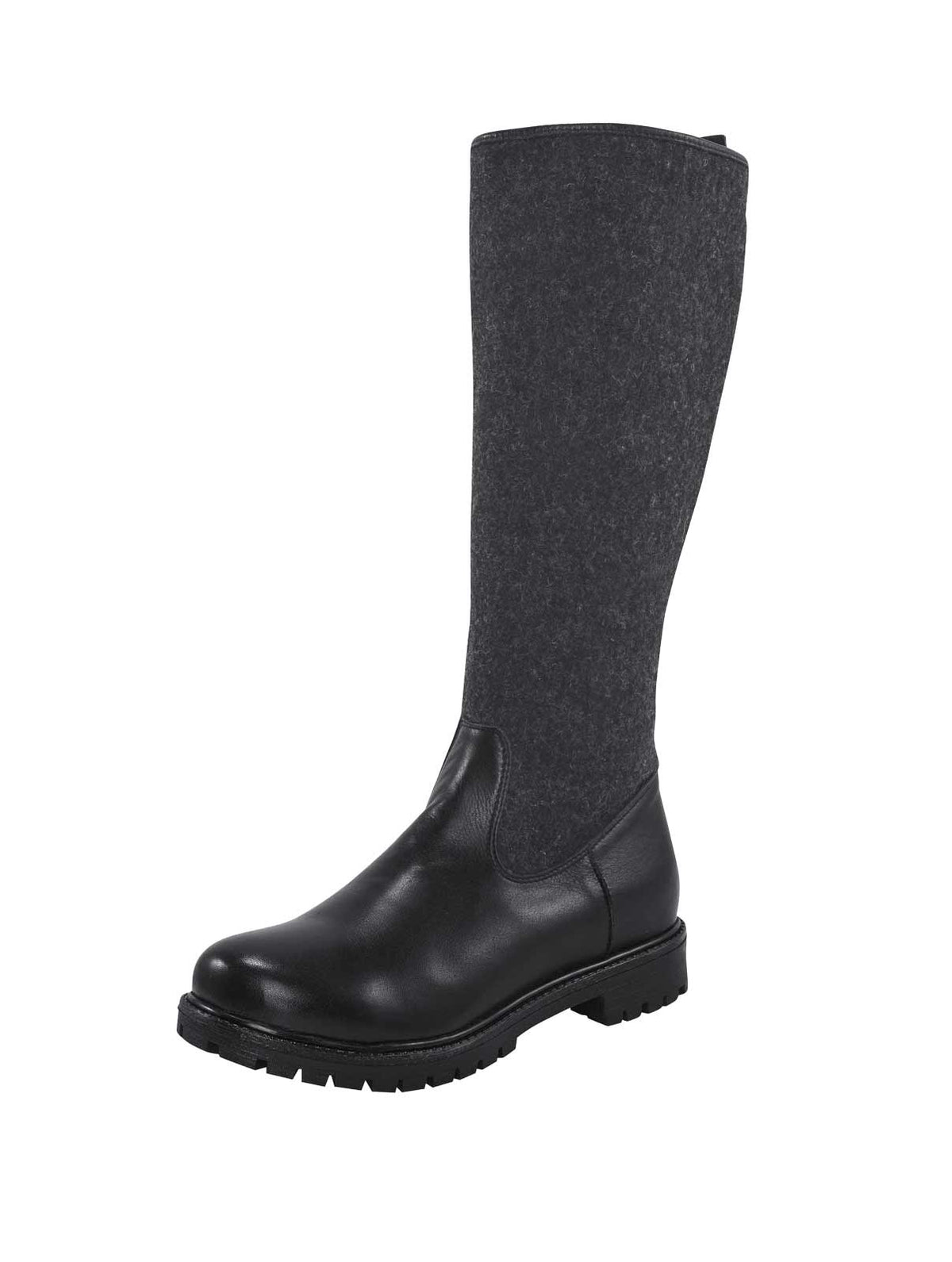 ANDREA CONTI Damen Leder-Filz-Stiefel, schwarz-grau