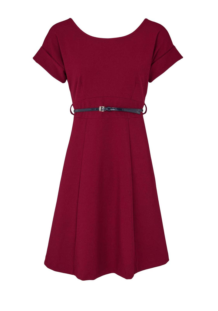 Heine Damen Kleid mit Gürtel, bordeaux