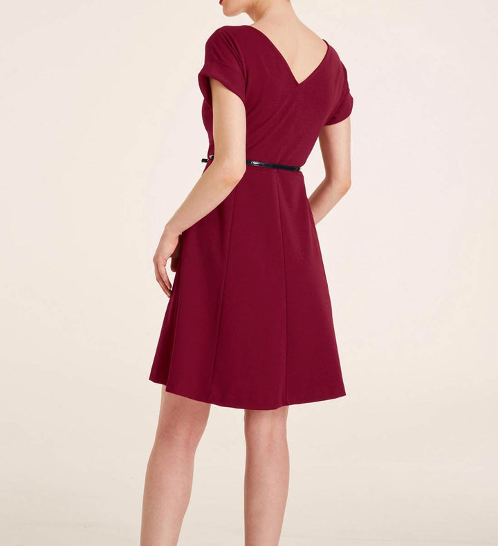 Heine Damen Kleid mit Gürtel, bordeaux