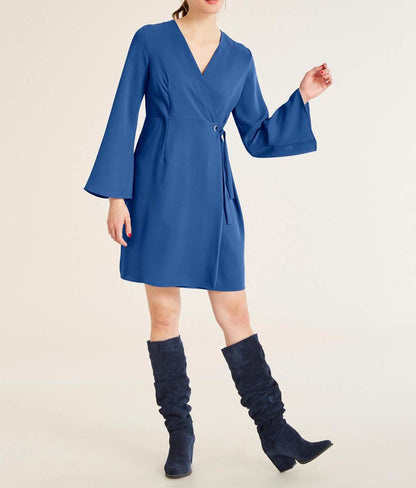 Rick Cardona Damen Designer-Wickelkleid, blau