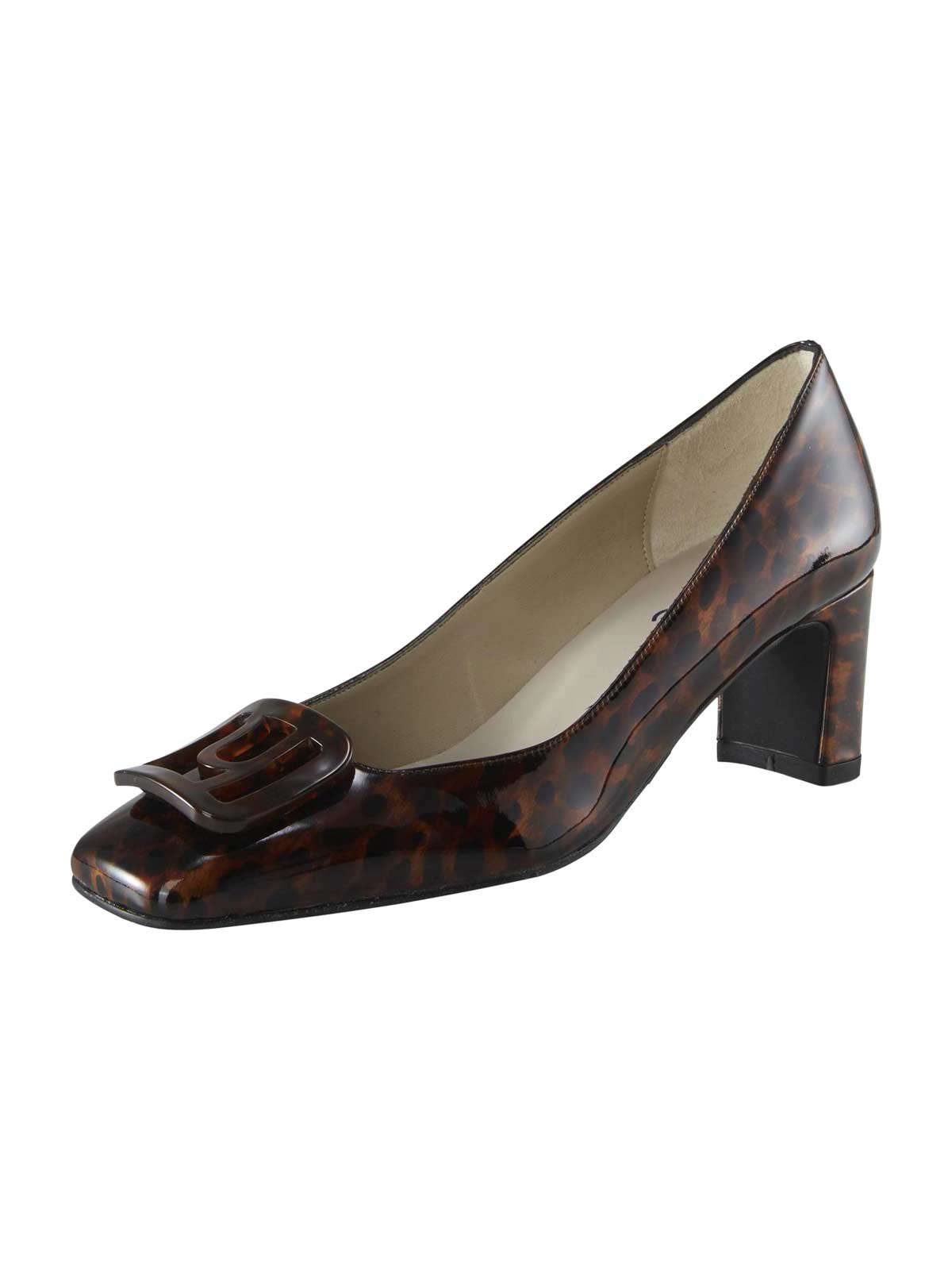 Heine Damen Lacklederpumps, braun-schwarz