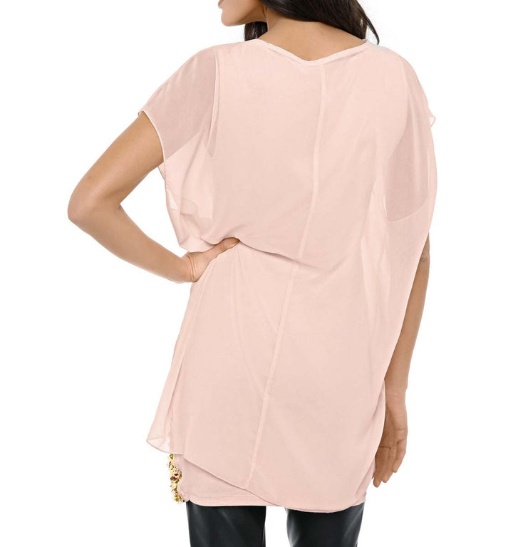 Ashley Brooke Damen Designer-Lagen-Longbluse mit Pailletten, rosé