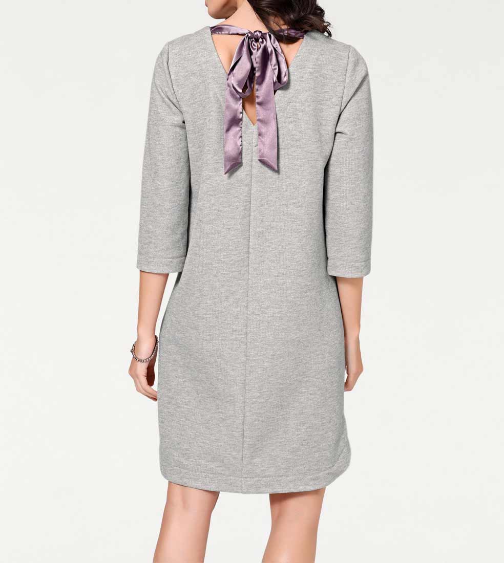 Rick Cardona Damen Designer-Sweatkleid mit Broschen, silbergrau