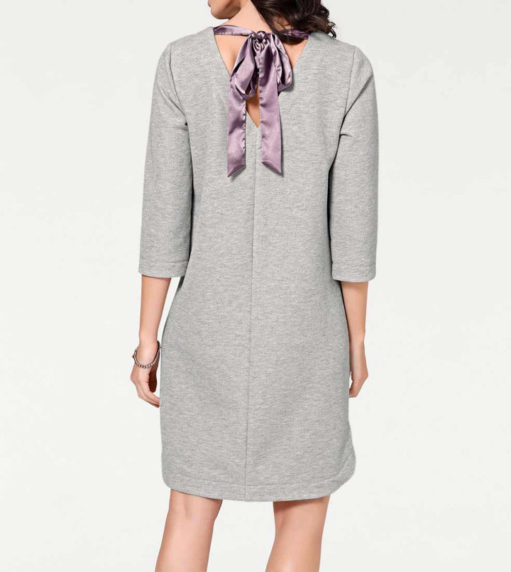 Rick Cardona Damen Designer-Sweatkleid mit Broschen, silbergrau