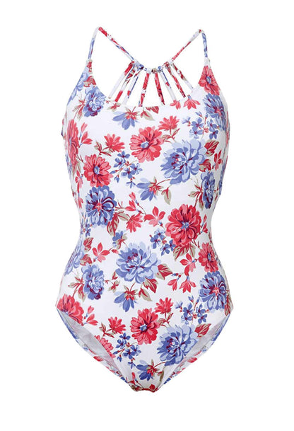 Heine Damen Badeanzug, weiß-bunt, C-Cup