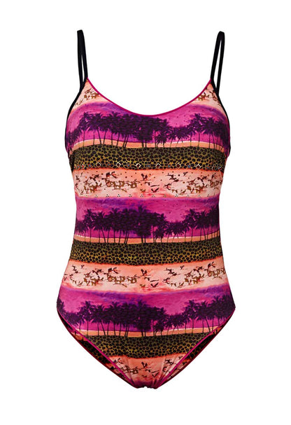 Heine Damen Badeanzug m. Perlen, pink-bunt