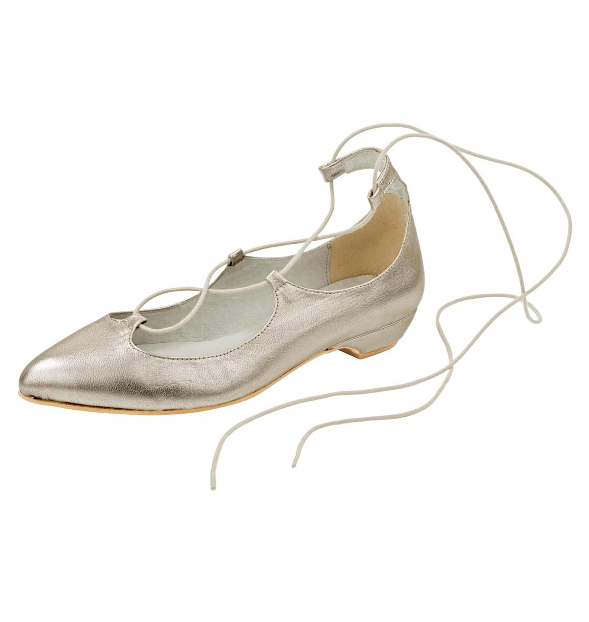 Heine Damen Leder-Ballerina, champagnerfarben