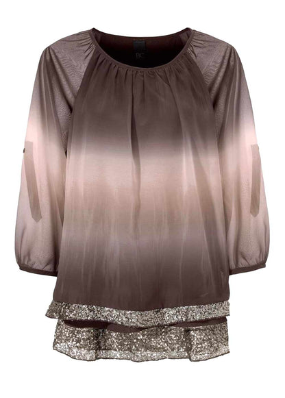 Heine - Best Connections Damen Batikbluse, taupe-sand