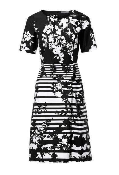 Ashley Brooke Damen Designer-Druckkleid, schwarz-weiß