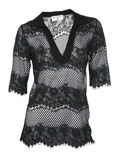 Rick Cardona Damen Designer-Spitzentunika, schwarz