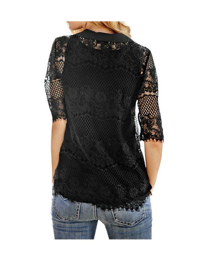 Rick Cardona Damen Designer-Spitzentunika, schwarz