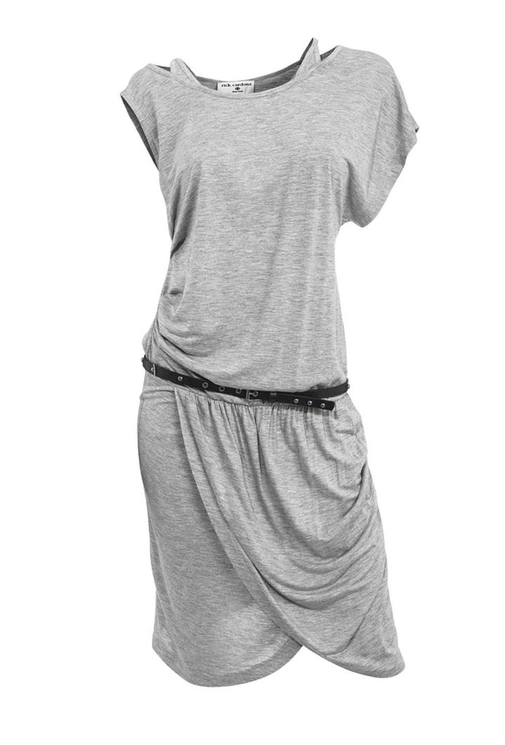 Rick Cardona Damen Designer-Kleid mit Gürtel, graumelange