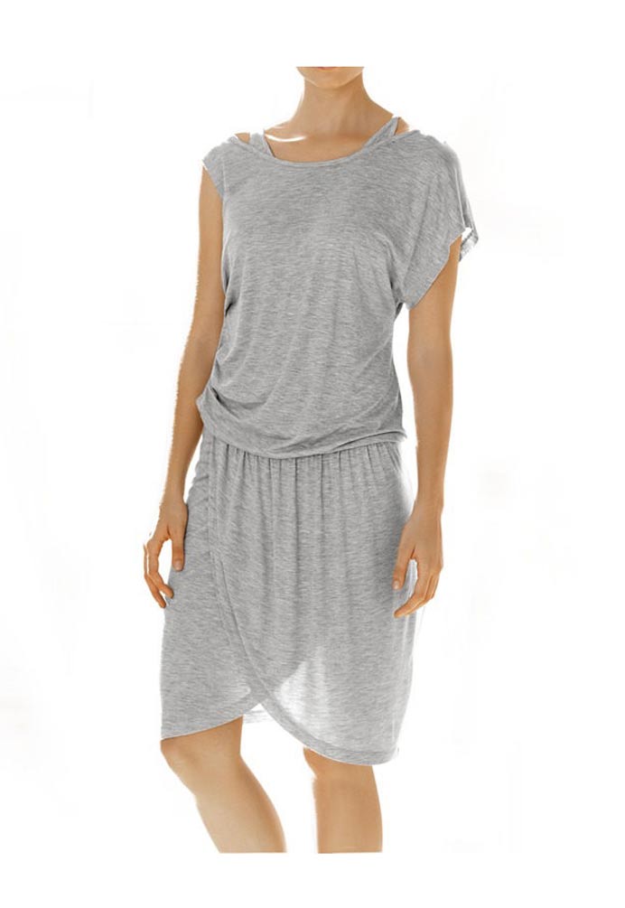 Rick Cardona Damen Designer-Kleid mit Gürtel, graumelange