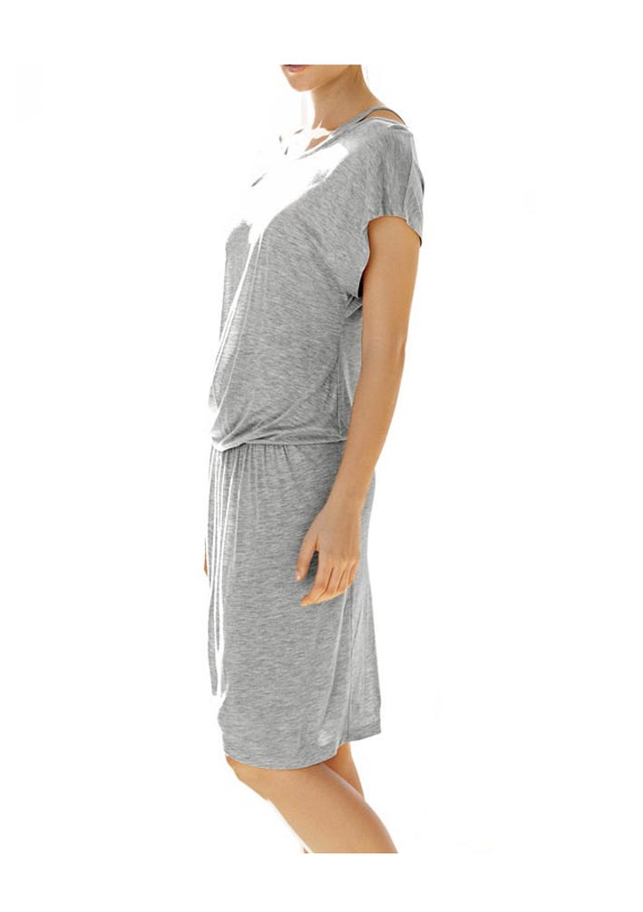 Rick Cardona Damen Designer-Kleid mit Gürtel, graumelange